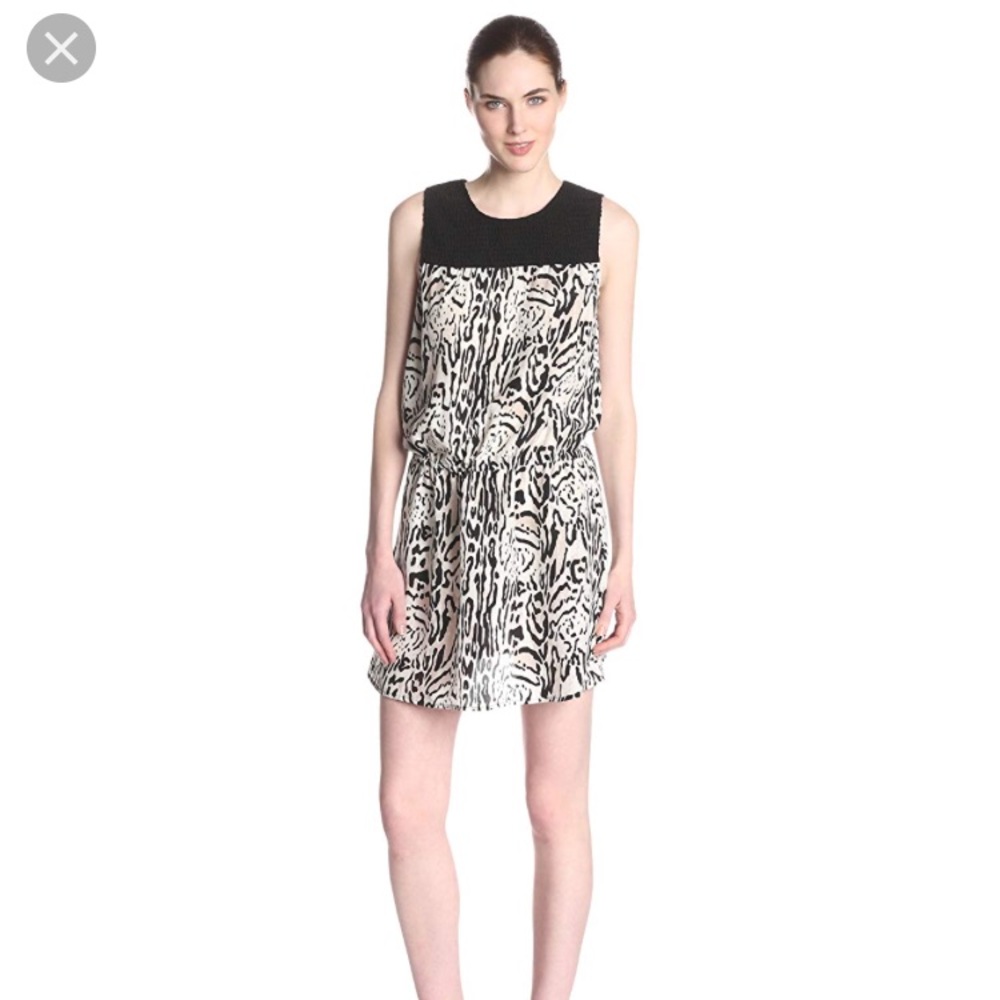 Joie Ocelot Print Blouson Sleeveless Dress